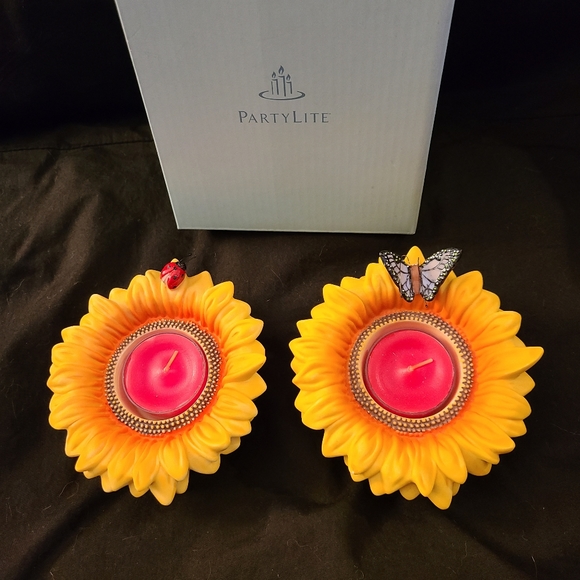 2-Sunflower Candle Holders by PartyLite